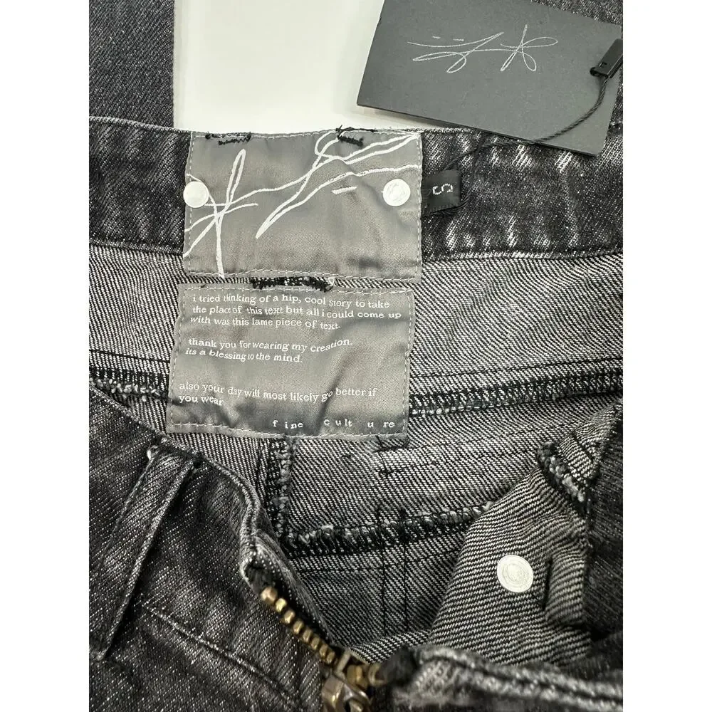NWT Fine Culture Two-Tone Denim Jeans Men’s S (W28 L32) Black Wide Baggy Street - Picture 5 of 9
